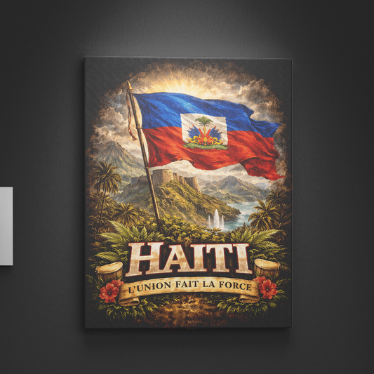 Blooming Freedom – Haitian Flag Heritage Design - Wall Art